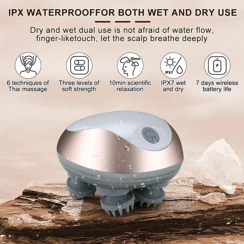 Electric Scalp Massager Head Massager Waterproof Massager 3 Kneading